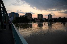 High Water Level In The Oder Basin In Southwestern Poland