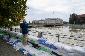 Wroclaw Daily Life During High Water In The Oder River.