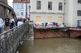 Wroclaw Daily Life During High Water In The Oder River.