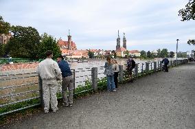 Wroclaw Daily Life During High Water In The Oder River.