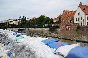 Wroclaw Daily Life During High Water In The Oder River.