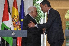 Pedro Sánchez Receives The President Of The State Of Palestine, Mahmoud Abbas, In Madrid