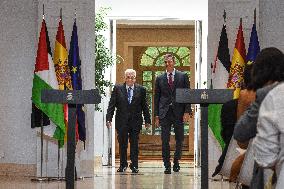 Pedro Sánchez Receives The President Of The State Of Palestine, Mahmoud Abbas, In Madrid