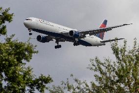 Delta Air Lines Boeing 767-400 Aircraft Landing At London Heathrow Airport