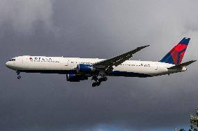 Delta Air Lines Boeing 767-400 Aircraft Landing At London Heathrow Airport