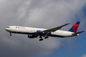 Delta Air Lines Boeing 767-400 Aircraft Landing At London Heathrow Airport