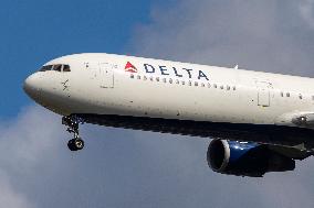 Delta Air Lines Boeing 767-400 Aircraft Landing At London Heathrow Airport