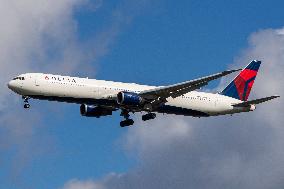 Delta Air Lines Boeing 767-400 Aircraft Landing At London Heathrow Airport