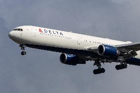 Delta Air Lines Boeing 767-400 Aircraft Landing At London Heathrow Airport