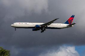 Delta Air Lines Boeing 767-400 Aircraft Landing At London Heathrow Airport