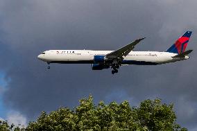 Delta Air Lines Boeing 767-400 Aircraft Landing At London Heathrow Airport