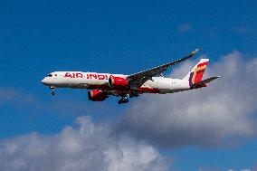 Air India Airbus A350-900 Aircraft Landing At London Heathrow Airport