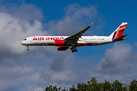 Air India Airbus A350-900 Aircraft Landing At London Heathrow Airport