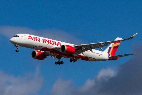 Air India Airbus A350-900 Aircraft Landing At London Heathrow Airport