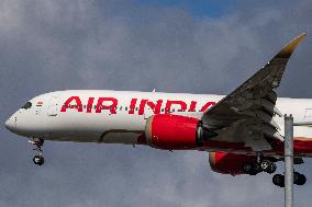 Air India Airbus A350-900 Aircraft Landing At London Heathrow Airport