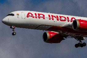 Air India Airbus A350-900 Aircraft Landing At London Heathrow Airport