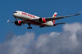 Air India Airbus A350-900 Aircraft Landing At London Heathrow Airport