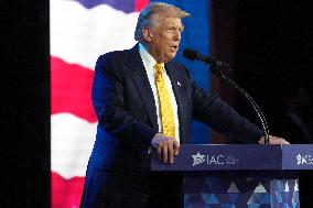 Trump Speaks To The Israeli American Council Meeting In Washington DC