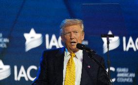 Trump Speaks To The Israeli American Council Meeting In Washington DC