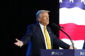 Trump Speaks To The Israeli American Council Meeting In Washington DC