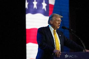 Trump Speaks To The Israeli American Council Meeting In Washington DC