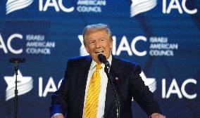 Trump Speaks To The Israeli American Council Meeting In Washington DC