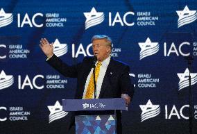 Trump Speaks To The Israeli American Council Meeting In Washington DC