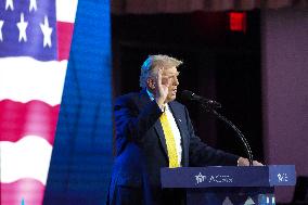 Trump Speaks To The Israeli American Council Meeting In Washington DC