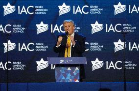 Trump Speaks To The Israeli American Council Meeting In Washington DC