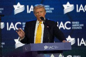 Trump Speaks To The Israeli American Council Meeting In Washington DC