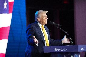 Trump Speaks To The Israeli American Council Meeting In Washington DC