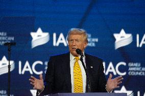 Trump Speaks To The Israeli American Council Meeting In Washington DC