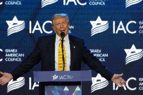 Trump Speaks To The Israeli American Council Meeting In Washington DC