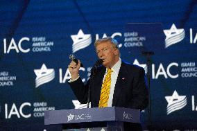 Trump Speaks To The Israeli American Council Meeting In Washington DC