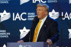 Trump Speaks To The Israeli American Council Meeting In Washington DC