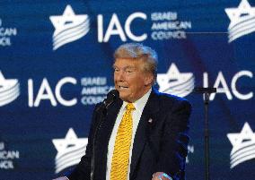 Trump Speaks To The Israeli American Council Meeting In Washington DC