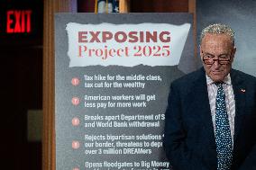 Schumer Speaks On Project 2025 - Washington