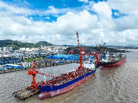 Workers Repair Ships in Zhoushan