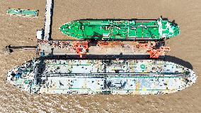 Workers Repair Ships in Zhoushan