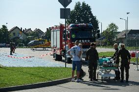 Field Hospital And Medical Aid For Flood-Hit People In Nysa.