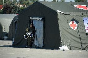 Field Hospital And Medical Aid For Flood-Hit People In Nysa.