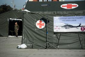 Field Hospital And Medical Aid For Flood-Hit People In Nysa.