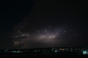 Successive Lightning Illuminates The Sky Over The Refugee Camps In Northwest Syria