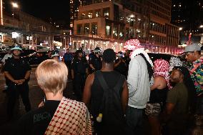 Protesters In Brooklyn New York City Demonstrate On Sutter Avenue Subway Shooting, Lebanon Attacks And Palestine