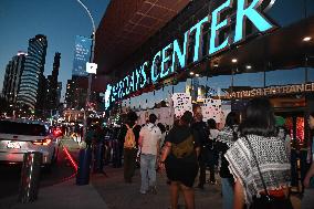 Protesters In Brooklyn New York City Demonstrate On Sutter Avenue Subway Shooting, Lebanon Attacks And Palestine