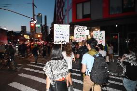 Protesters In Brooklyn New York City Demonstrate On Sutter Avenue Subway Shooting, Lebanon Attacks And Palestine