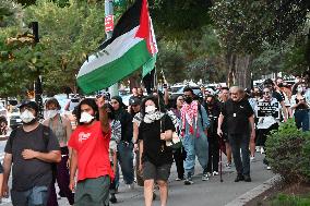 Protesters In Brooklyn New York City Demonstrate On Sutter Avenue Subway Shooting, Lebanon Attacks And Palestine