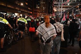 Protesters In Brooklyn New York City Demonstrate On Sutter Avenue Subway Shooting, Lebanon Attacks And Palestine