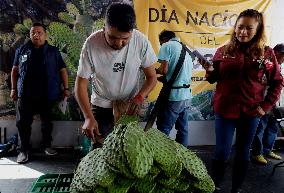 Nopal Cactus De-stalking And Chopping Contest In Mexico