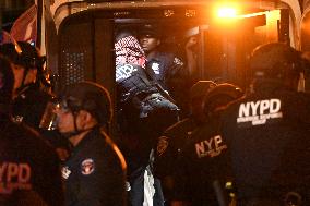 Protesters In Brooklyn New York City Demonstrate On Sutter Avenue Subway Shooting, Lebanon Attacks And Palestine